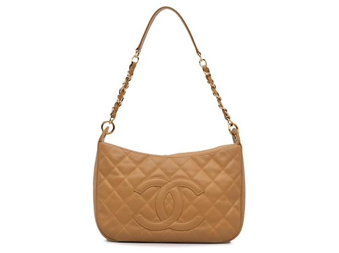 Tan Chanel Caviar Timeless Shoulder Bag Camel Leather  ref.1313422