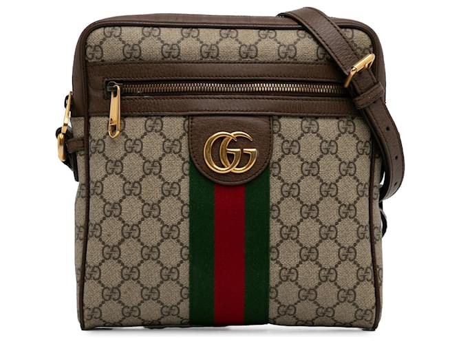 Brown Gucci Small GG Supreme Ophidia Crossbody Leather  ref.1313442