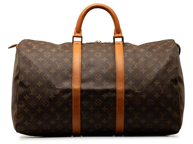 Brown Louis Vuitton Monogram Keepall 50 Travel bag Leather  ref.1313443