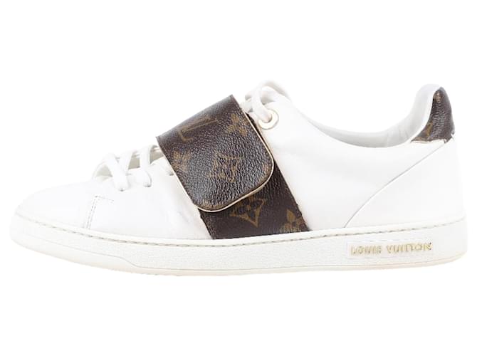 LOUIS VUITTON Calfskin Monogram Frontrow Sneaker 39 White Leather  ref.1313457