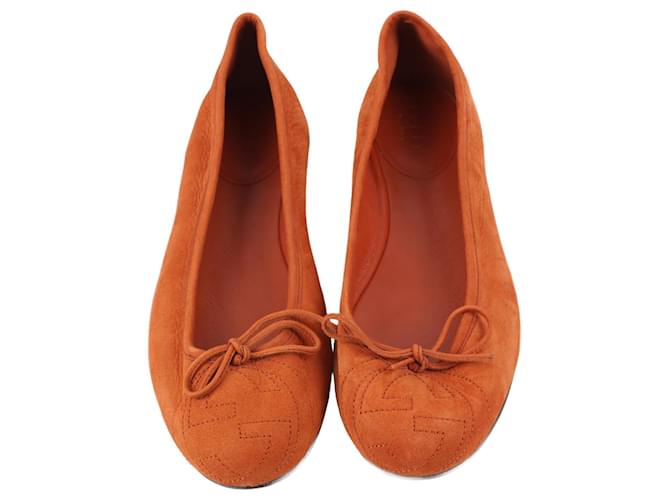 Gucci Suede Ballerinas in Orange Size 37 ½  ref.1313461