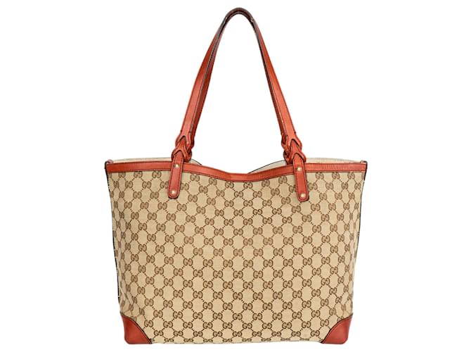 Gucci – Shopper-Tasche aus Canvas mit GG-Monogramm Beige Leinwand  ref.1313494