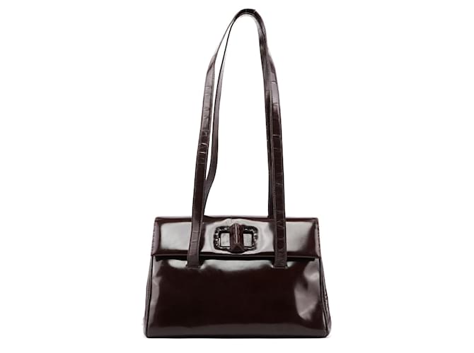 PRADA Totes patent leather Brown re-edition 1995  ref.1313506