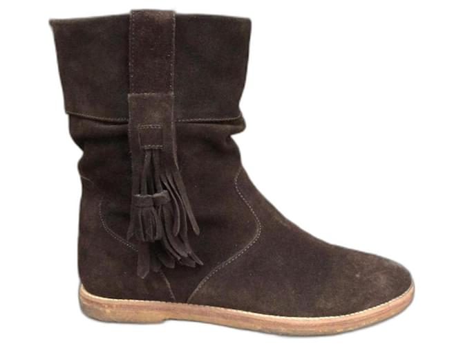 Paul & Joe Sister ankle boots size 38 Dark brown Deerskin  ref.1313515