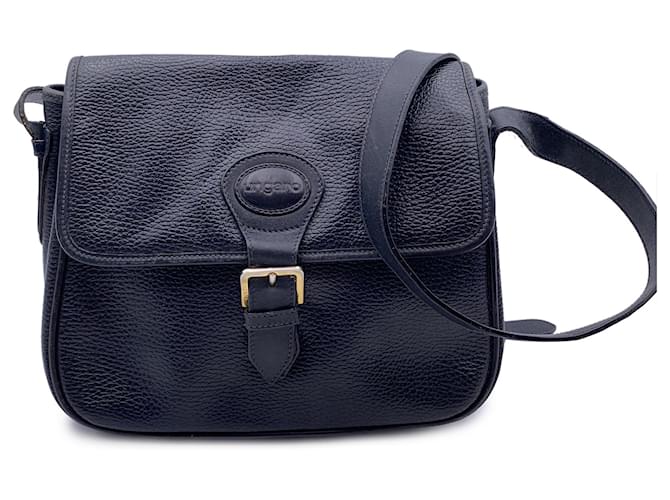 Emanuel Ungaro Ungaro Vintage Black Leather Flap Messenger Shoulder Bag  ref.1313524