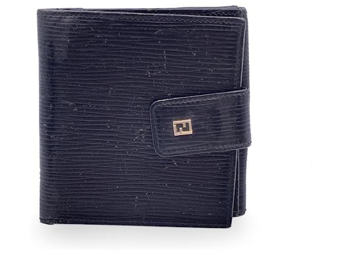 Fendi Vintage Black Epi Leather Bifold Wallet Coin Purse  ref.1313531
