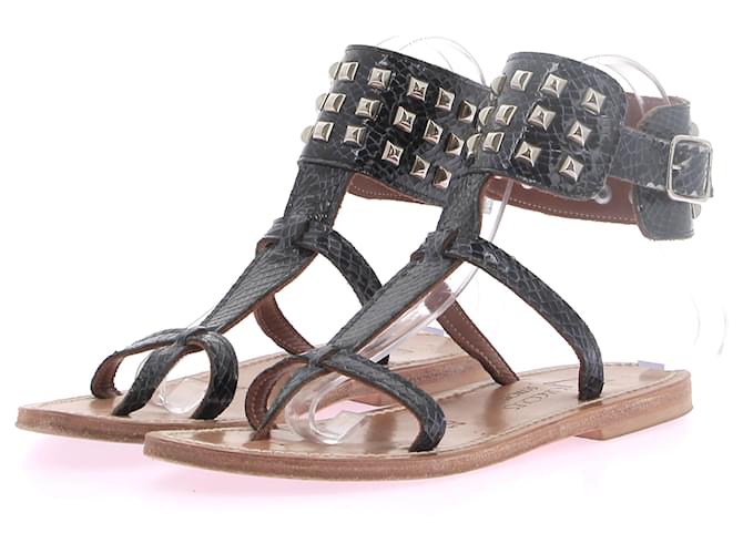 K JACQUES  Sandals T.eu 37 Exotic leathers Black  ref.1313597