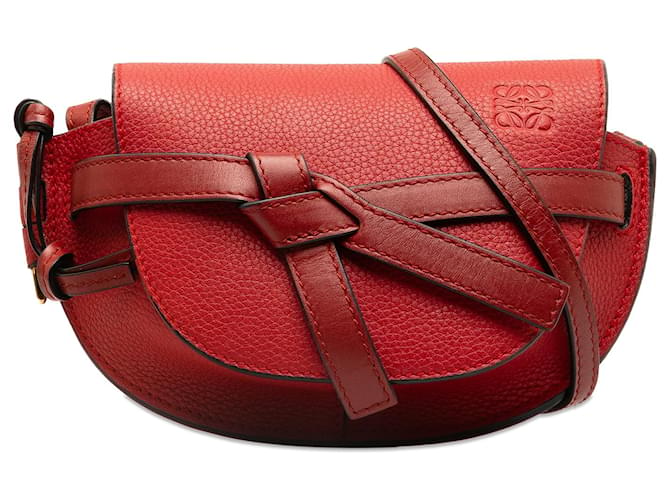 LOEWE Red Mini Leather Gate Bag Pony-style calfskin  ref.1313669