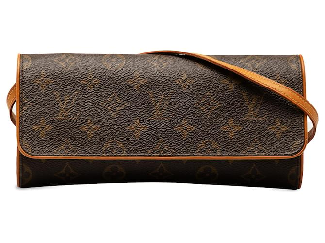 Louis Vuitton Brown Monogram Pochette Twin GM Leather Cloth  ref.1313712