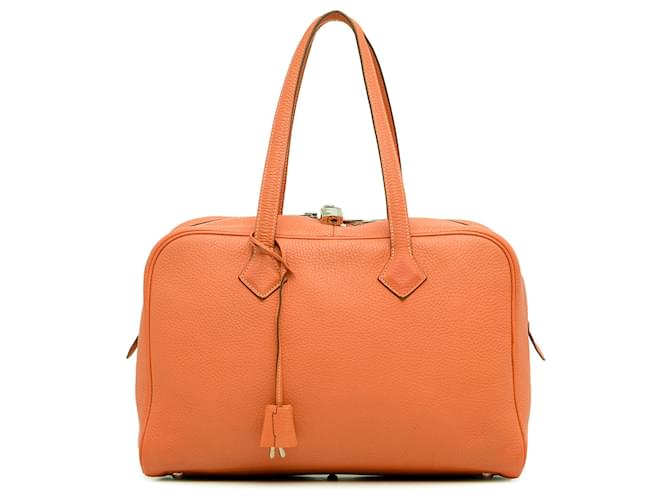 Hermès Hermes Orange Clemence Victoria II 35 Leather Pony-style calfskin  ref.1313720