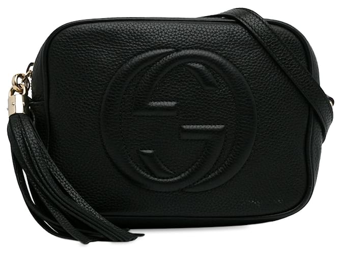 Gucci Petit sac à bandoulière Soho Disco en cuir noir Veau façon poulain  ref.1313728