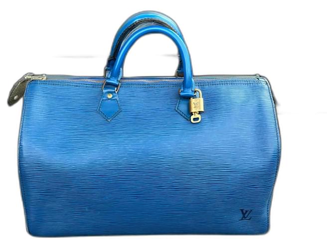 Bolso Louis Vuitton Speedy 35 en Epi Azul Vintage Cuero  ref.1313741