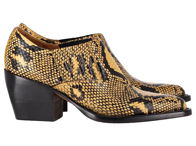 Chloé Chloe Snakeskin-Embossed Rylee Ankle Boots in Yellow Leather  ref.1313745
