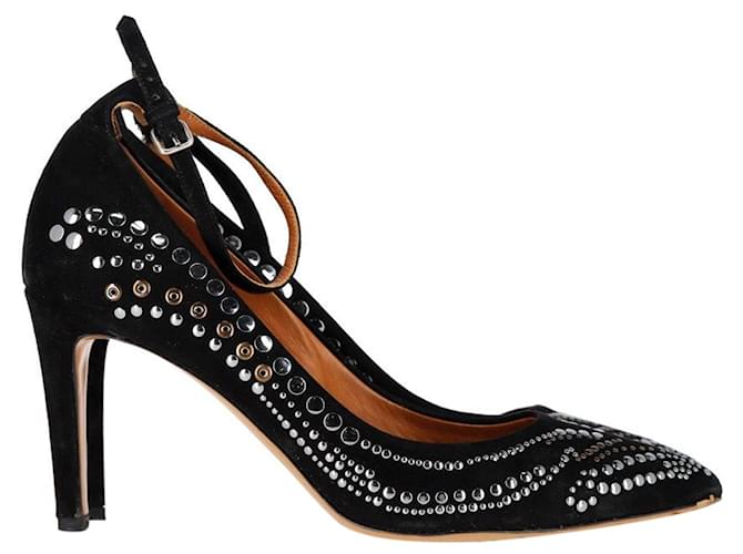 Zapatos de tacón con tira al tobillo y tachuelas de Isabel Marant en ante negro Suecia  ref.1313750