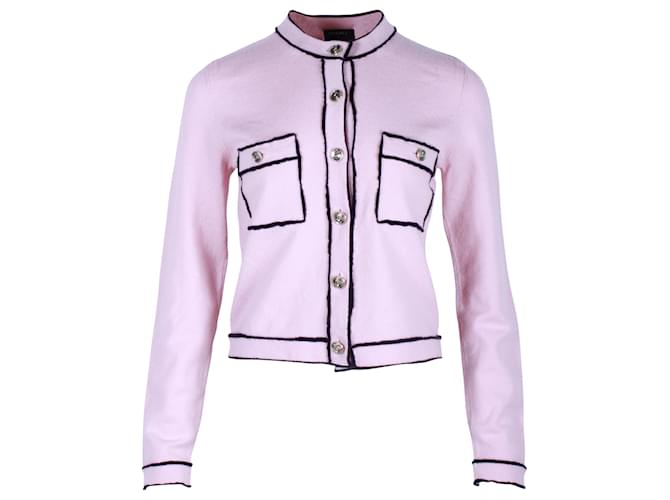Cardigan della sfilata Chanel in cashmere rosa Cachemire Lana  ref.1313761