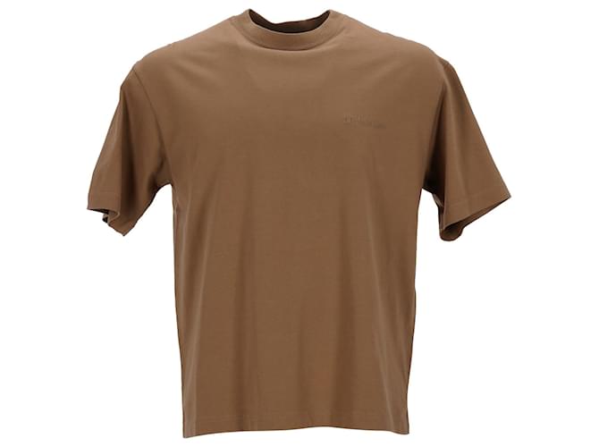 T-Shirt mit aufgesticktem Balenciaga-Logo aus brauner Baumwolle  ref.1313765