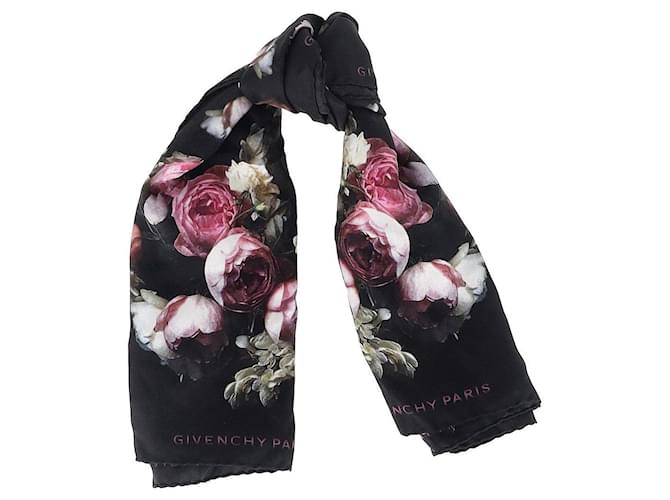 Foulard fleuri Givenchy en soie noire  ref.1313777