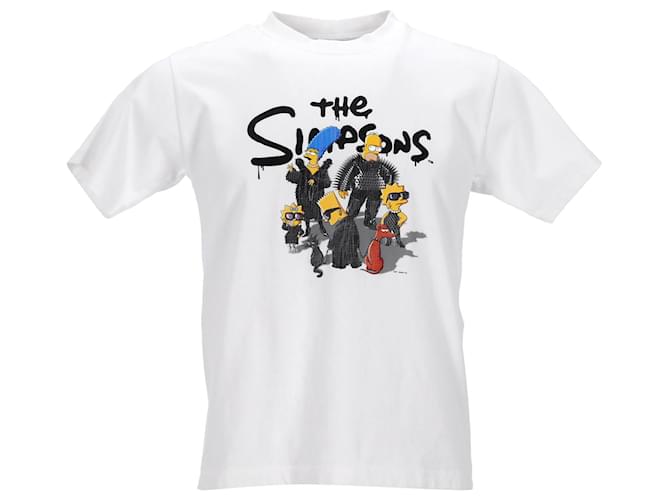 Camiseta gráfica Balenciaga x The Simpsons em algodão branco  ref.1313782