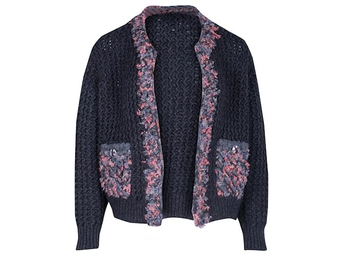 Chanel Knitted Open-Front Cardigan on Grey Cashmere Wool  ref.1313785