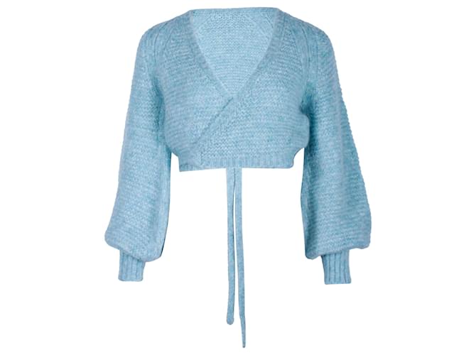 Chanel Wrap Cropped Cardigan in Turquoise Wool  ref.1313786
