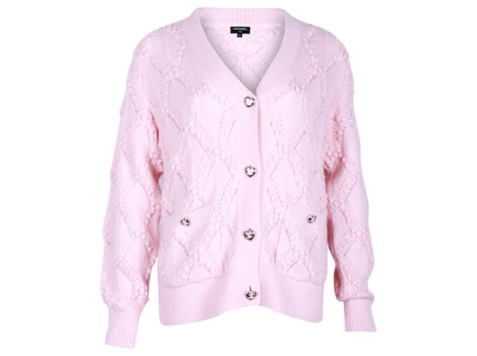 Cardigan tricoté Chanel en soie rose  ref.1313795