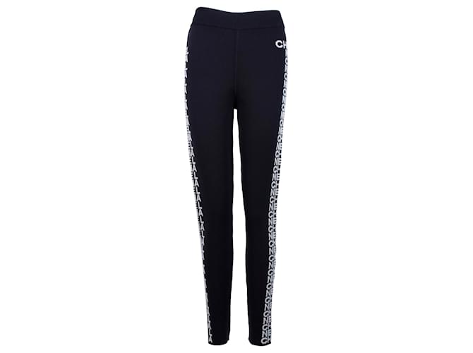 Pantalones slim con logo lateral de Chanel en lana negra Negro  ref.1313796