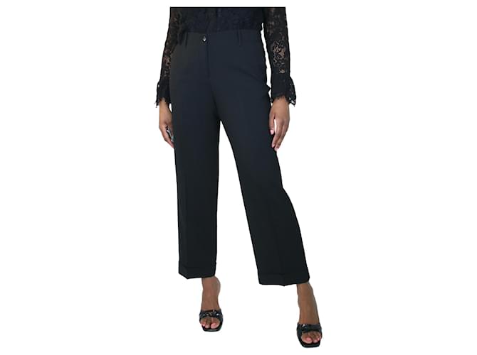 Etro Black jacquard patterned trousers - size UK 16 Wool  ref.1313814
