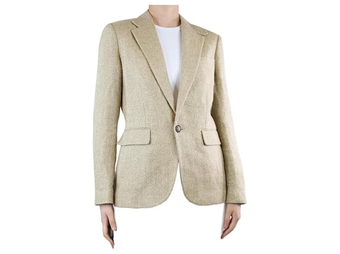 Ralph Lauren Neutral single-buttoned linen blazer - size UK 10  ref.1313821