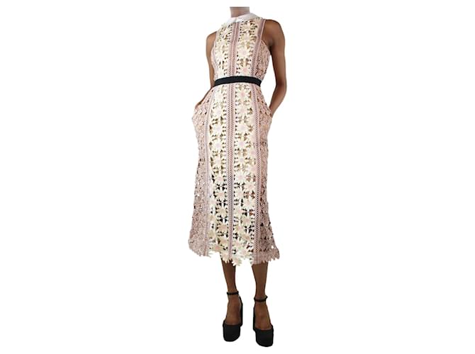 Self portrait Multicoloured broderie anglaise midi dress - size UK 6 Multiple colors Polyester  ref.1313834