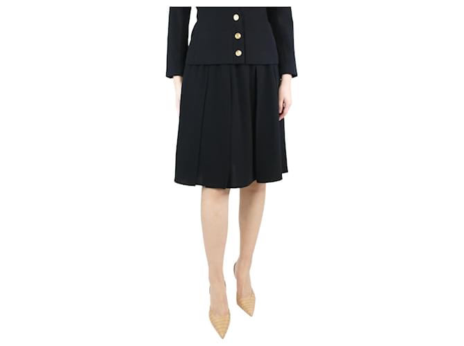 Autre Marque Black pleated wool skirt - size UK 18  ref.1313838