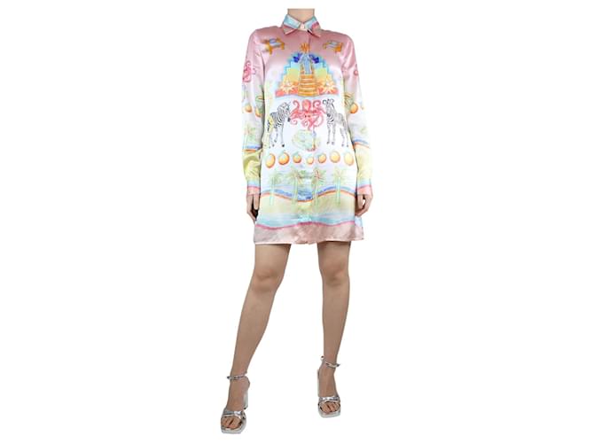 Casablanca Multicolour silk all-over printed shirt dress - size UK 8 Multiple colors  ref.1313841