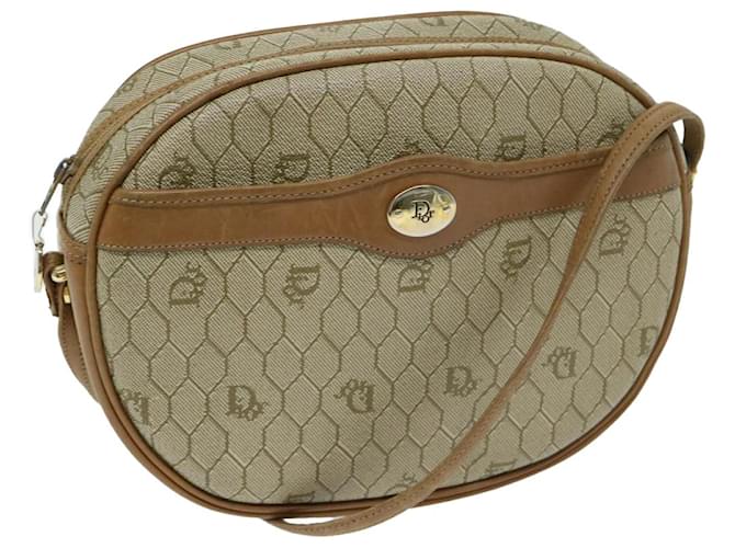 Christian Dior Honeycomb Canvas Shoulder Bag PVC Leather Beige Auth ar11540  ref.1313881