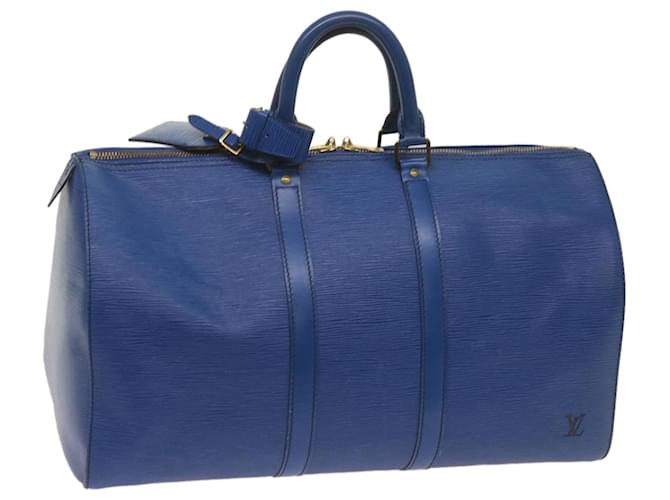 Louis Vuitton Epi Keepall 45 Boston Bag Blue M42975 LV Auth ar11503 Azul Couro  ref.1313885