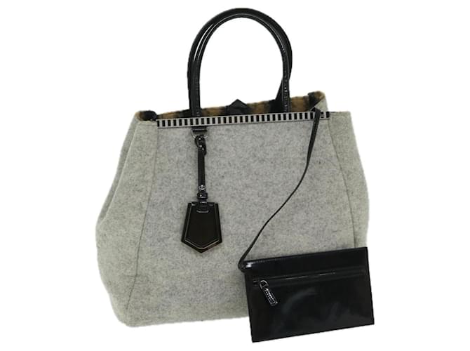 FENDI Hand Bag Wool Gray Auth bs11233 Grey  ref.1313900