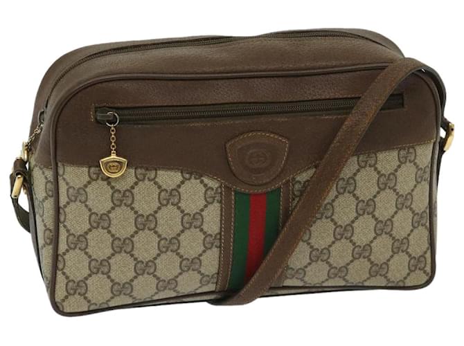 GUCCI GG Supreme Web Sherry Line Shoulder Bag PVC Beige Red Green Auth bs12628  ref.1313939