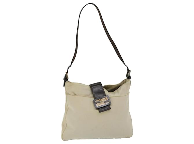 FENDI Mamma Baguette Shoulder Bag Canvas Beige Auth bs12544 Cloth  ref.1313941