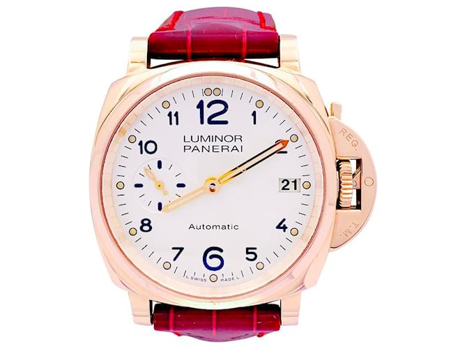 Panerai "Luminor Due" rose gold watch. Leather Pink gold  ref.1313975