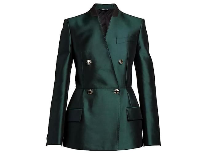 Givenchy SS20 Bottle Green  wool and silk hourglass blazer jacket Dark green  ref.1314004