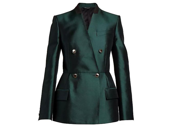 Blazer giacca a clessidra in lana e seta verde bottiglia Givenchy SS20 Verde scuro