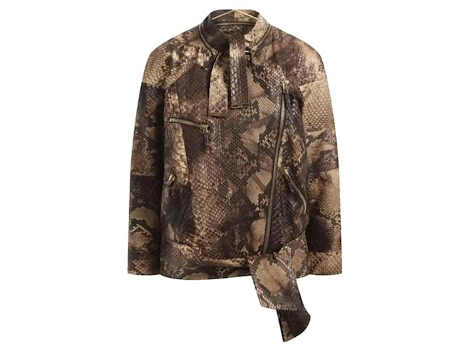 Gucci Spring 2009 python biker jacket Brown Black Beige 
