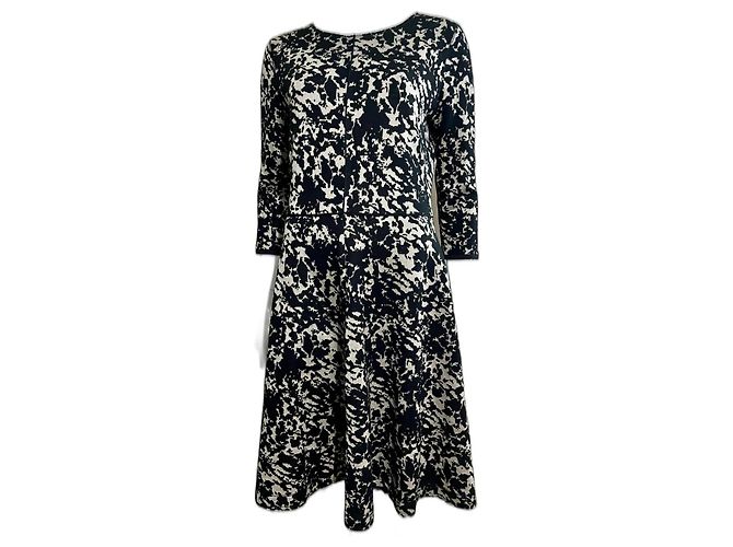 Autre Marque Rene Lezard Wollmischkleid Schwarz Creme
