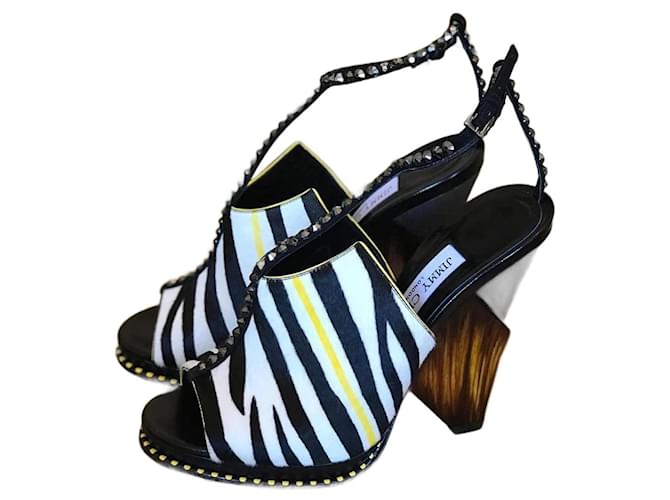 Jimmy Choo Zebra Sandals Size 41 EU Multiple colors Pony-style calfskin  ref.1314064