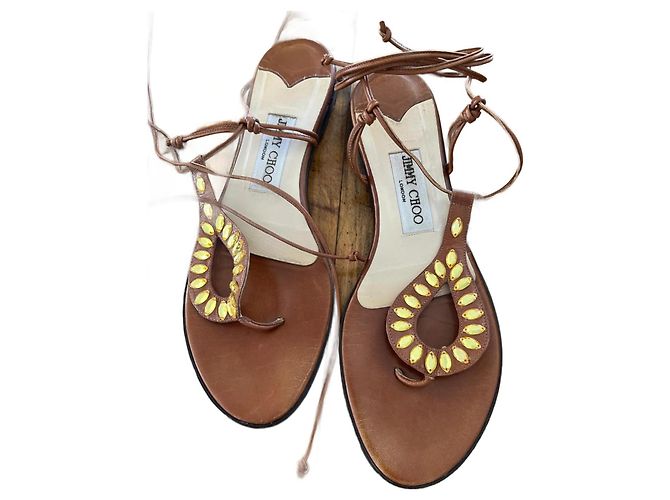 Mocassini Jimmy Choo in pelle marrone con lacci