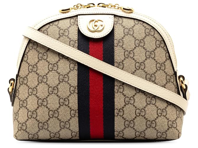 Gucci Brown Small GG Supreme Ophidia Crossbody Bag Cloth Cloth  ref.1314089