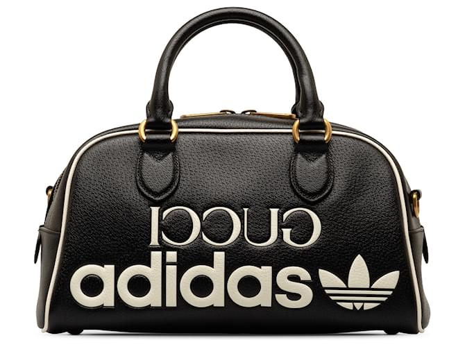 Mini bolso de lona de cuero negro Gucci x Adidas Becerro  ref.1314106