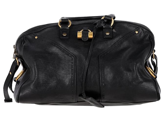 Yves Saint Laurent Large Muse Shoulder Bag in Black Leather  ref.1314187