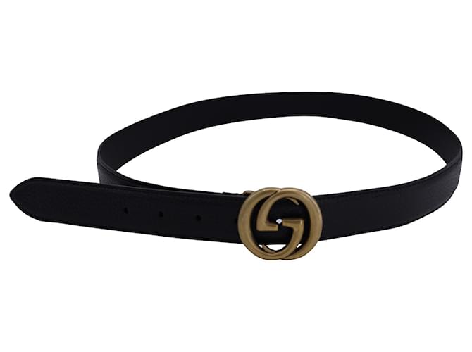Cinto Gucci Interlocking GG Marmont em couro preto  ref.1314189