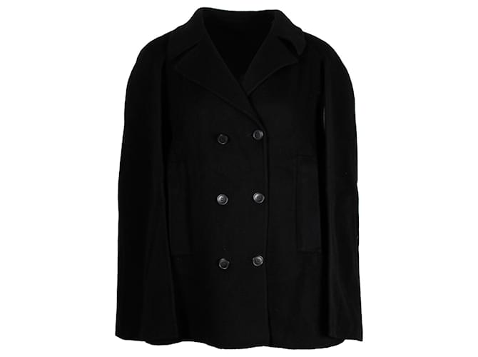Theory Double-Breasted Cape Coat in Black Wool  ref.1314206