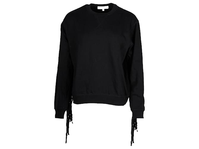 McQ Alexander McQueen Fringed Sweatshirt aus schwarzer Baumwolle  ref.1314211