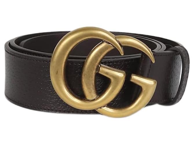 Gucci Brown leather belt with oversized GG buckle  ref.1314216